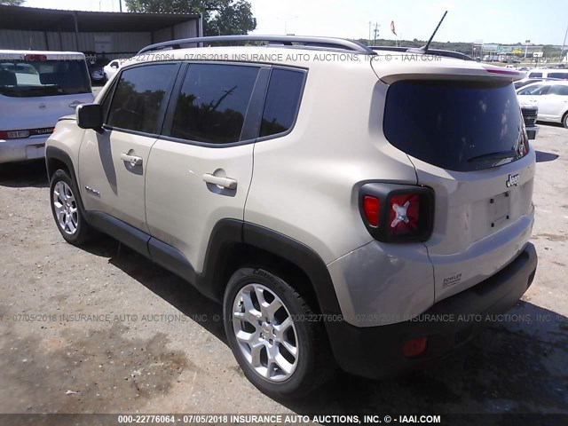 ZACCJABT0GPC54786 - 2016 JEEP RENEGADE LATITUDE TAN photo 3