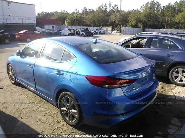 5NPD84LF8JH239656 - 2018 HYUNDAI ELANTRA SEL/VALUE/LIMITED BLUE photo 3