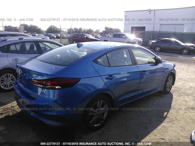 5NPD84LF8JH239656 - 2018 HYUNDAI ELANTRA SEL/VALUE/LIMITED BLUE photo 4