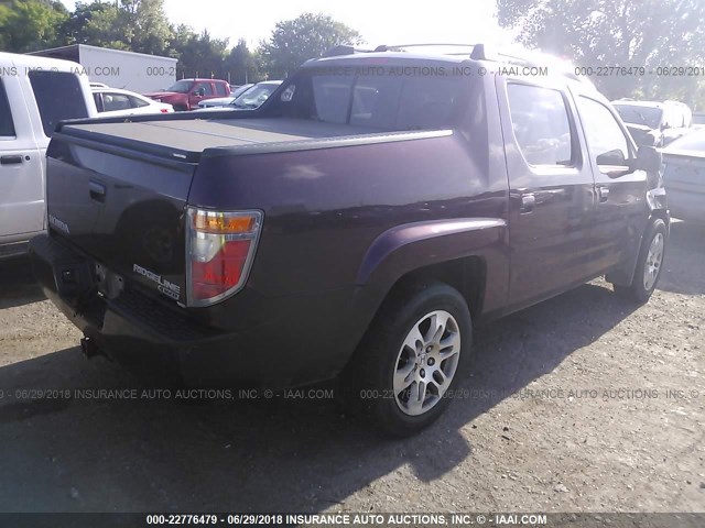 2HJYK16358H502221 - 2008 HONDA RIDGELINE RTX PURPLE photo 4