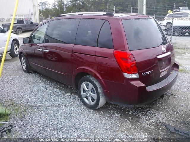 5N1BV28U97N132521 - 2007 NISSAN QUEST S/SE/SL RED photo 3