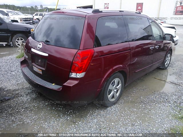 5N1BV28U97N132521 - 2007 NISSAN QUEST S/SE/SL RED photo 4