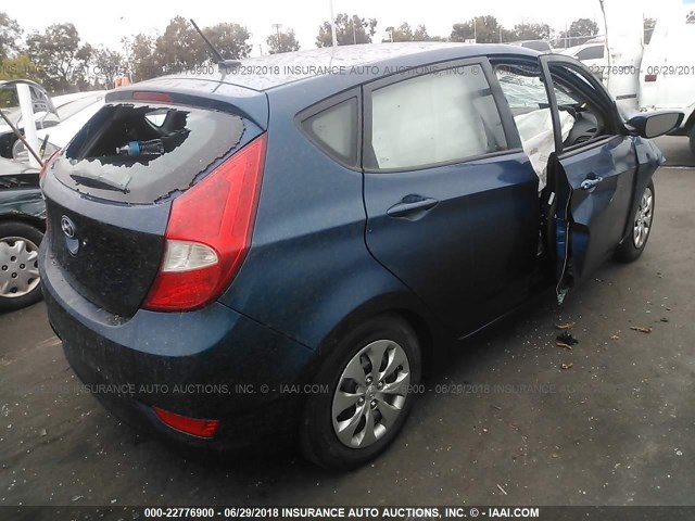 KMHCT5AE1FU224371 - 2015 HYUNDAI ACCENT GS BLUE photo 4