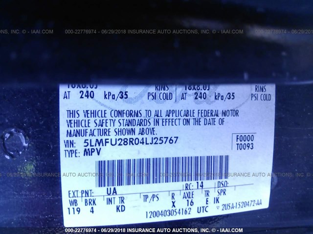 5LMFU28R04LJ25767 - 2004 LINCOLN NAVIGATOR BLACK photo 9