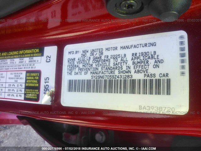 5Y2SN67059Z431283 - 2009 PONTIAC VIBE GT RED photo 9