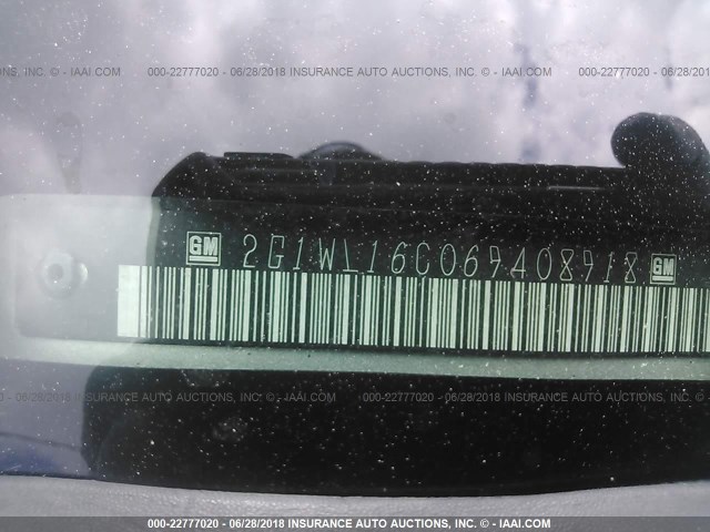 2G1WL16C069408918 - 2006 CHEVROLET MONTE CARLO SS ვერცხლისფერი ფოტო 9