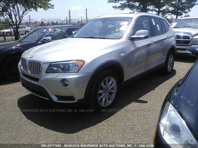 5UXWX9C57D0D03799 - 2013 BMW X3 XDRIVE28I SILVER photo 2