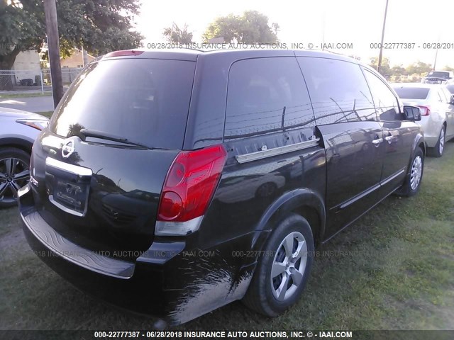 5N1BV28U58N117404 - 2008 NISSAN QUEST S/SE/SL BLACK photo 4