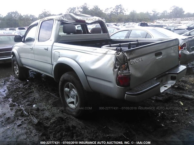 5TEGM92N42Z069762 - 2002 TOYOTA TACOMA DOUBLE CAB PRERUNNER SILVER photo 3