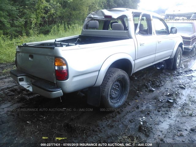 5TEGM92N42Z069762 - 2002 TOYOTA TACOMA DOUBLE CAB PRERUNNER SILVER photo 4