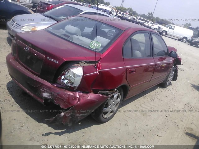 KMHDN46D84U775368 - 2004 HYUNDAI ELANTRA GLS/GT RED photo 4