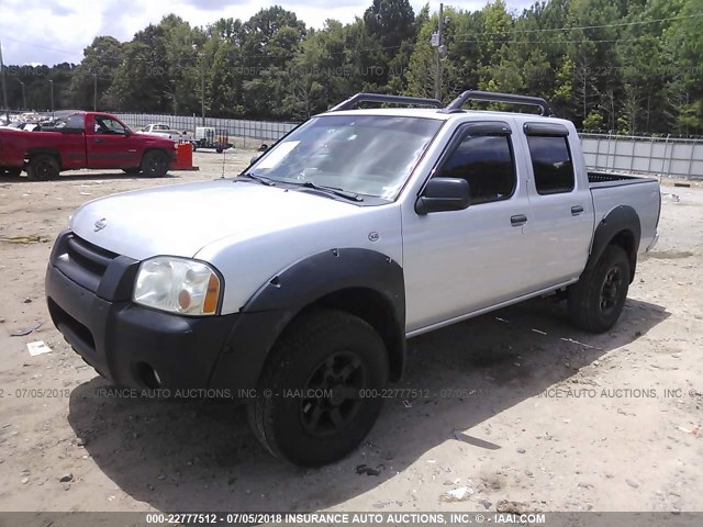 1N6ED27T01C331261 - 2001 NISSAN FRONTIER CREW CAB XE/CREW CAB SE SILVER photo 2