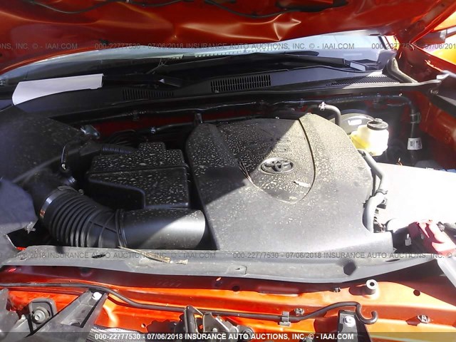 5TFDZ5BN0GX005391 - 2016 TOYOTA TACOMA DBL CAB/SR5/TRD SPORT/OR ORANGE photo 10