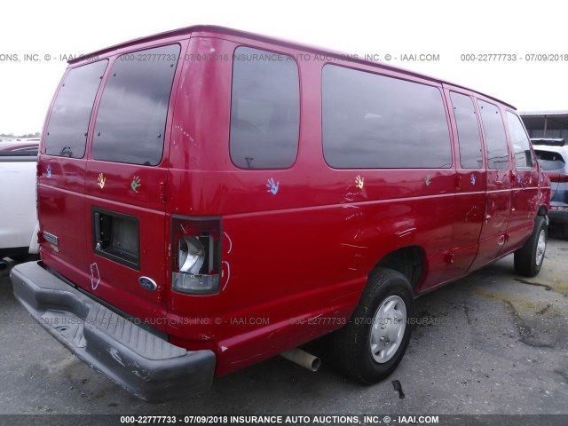 1FBSS31L77DA98951 - 2007 FORD ECONOLINE E350 SUPER DUTY WAGON RED photo 4