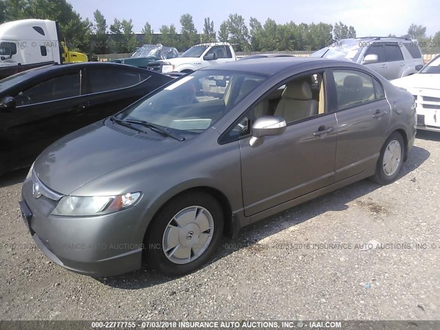 JHMFA36268S008331 - 2008 HONDA CIVIC HYBRID GRAY photo 2