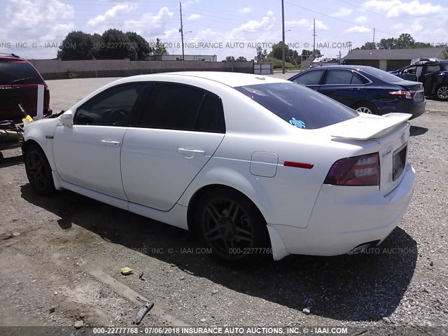 19UUA66277A012128 - 2007 ACURA TL WHITE photo 3