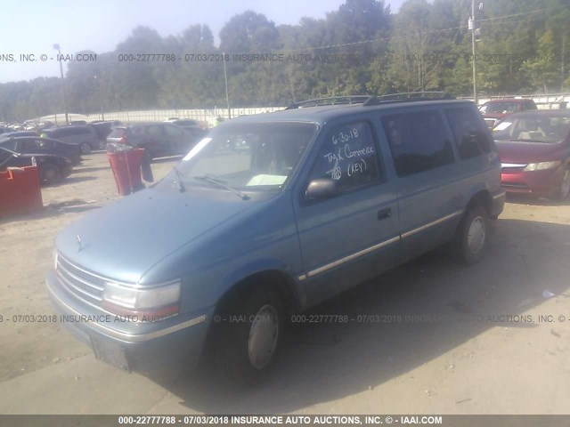 2P4GH2536PR256502 - 1993 PLYMOUTH VOYAGER BLUE photo 2