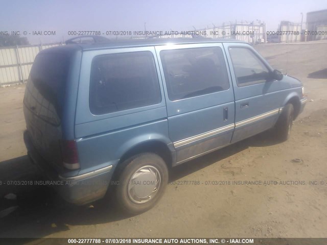 2P4GH2536PR256502 - 1993 PLYMOUTH VOYAGER BLUE photo 4