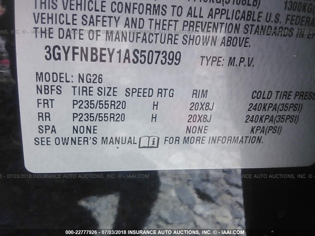 3GYFNBEY1AS507399 - 2010 CADILLAC SRX PERFORMANCE COLLECTION Қара фото 9