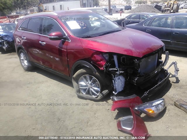 5XYPG4A38HG261442 - 2017 KIA SORENTO LX/L RED photo 1