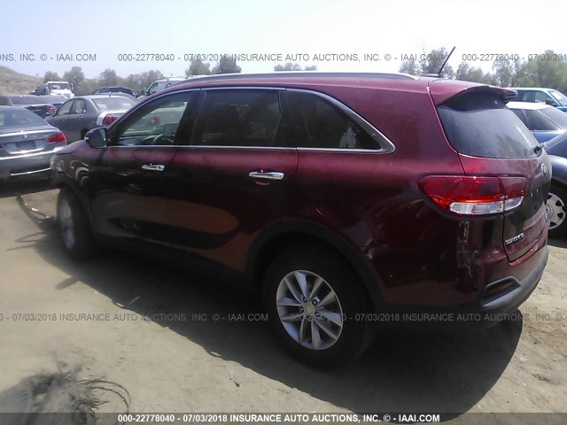 5XYPG4A38HG261442 - 2017 KIA SORENTO LX/L RED photo 3