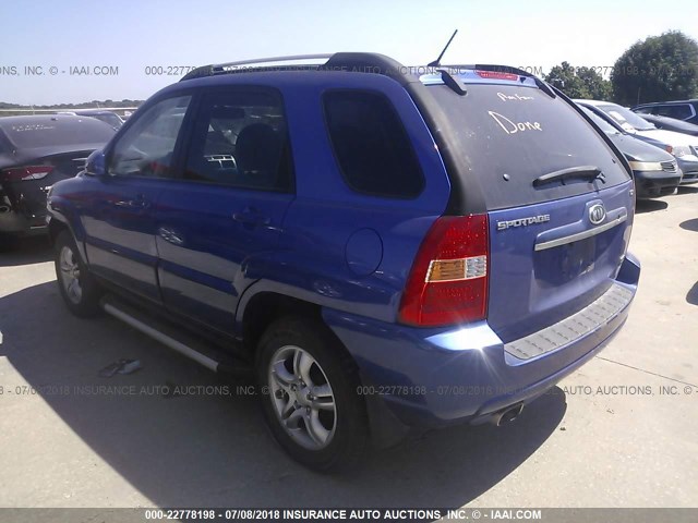 KNDJF723577349529 - 2007 KIA SPORTAGE EX/LX BLUE photo 3