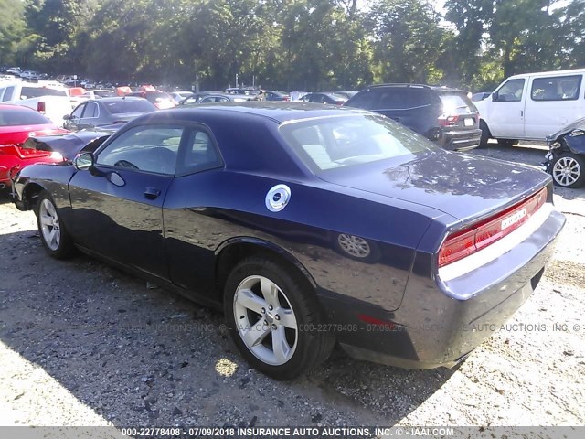 2C3CDYAG6DH679256 - 2013 DODGE CHALLENGER SXT Dark Blue photo 3