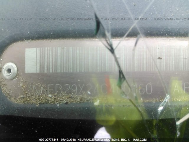 1N6ED29X24C400360 - 2004 NISSAN FRONTIER CREW CAB XE V6 GRAY photo 9