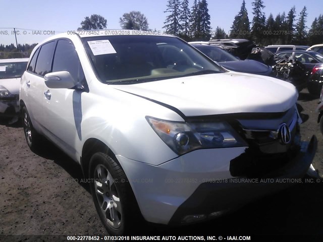 2HNYD28648H548189 - 2008 ACURA MDX TECHNOLOGY WHITE photo 1