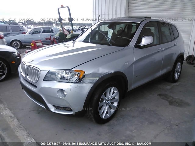 5UXWX9C56E0D11586 - 2014 BMW X3 XDRIVE28I SILVER photo 2