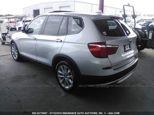 5UXWX9C56E0D11586 - 2014 BMW X3 XDRIVE28I SILVER photo 3