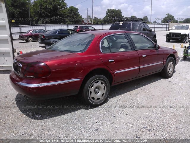 1LNHM97V6XY653243 - 1999 LINCOLN CONTINENTAL  Бордовый фото 4