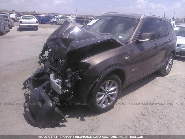 5UXWX9C57D0A18732 - 2013 BMW X3 XDRIVE28I BROWN photo 2