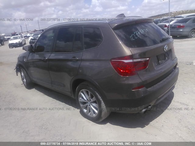 5UXWX9C57D0A18732 - 2013 BMW X3 XDRIVE28I BROWN photo 3