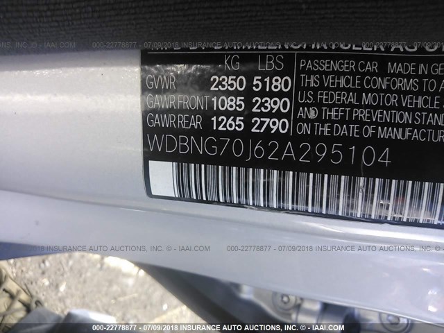 WDBNG70J62A295104 - 2002 MERCEDES-BENZ S 430 SILVER photo 9