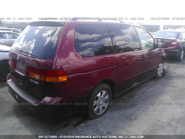 5FNRL18093B070563 - 2003 HONDA ODYSSEY EXL RED photo 4