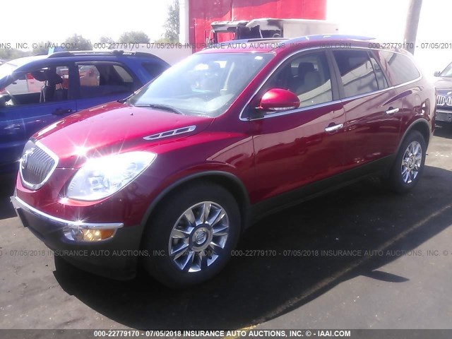 5GAKVDED7CJ384887 - 2012 BUICK ENCLAVE RED photo 2