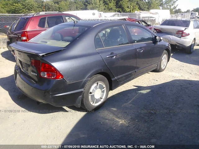 JHMFA36266S027331 - 2006 HONDA CIVIC HYBRID GRAY photo 4