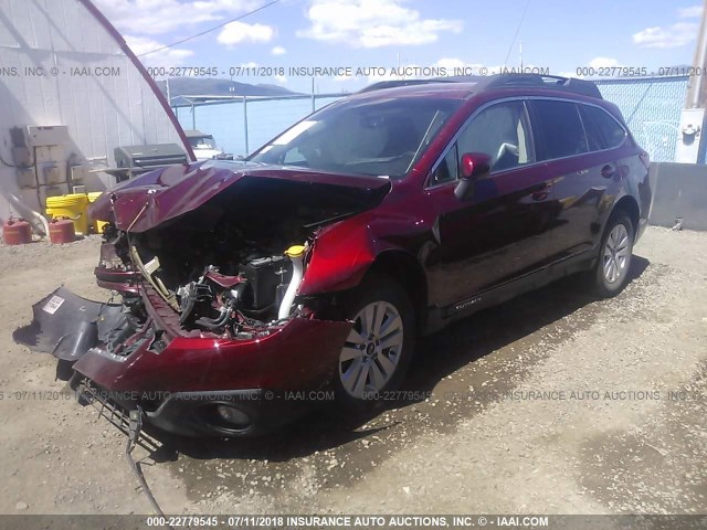 4S4BSACC1F3222452 - 2015 SUBARU OUTBACK 2.5I PREMIUM MAROON photo 2