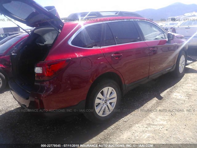 4S4BSACC1F3222452 - 2015 SUBARU OUTBACK 2.5I PREMIUM MAROON photo 4