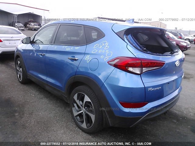 KM8J3CA25GU155395 - 2016 HYUNDAI TUCSON LIMITED/SPORT AND ECO/SE BLUE photo 3