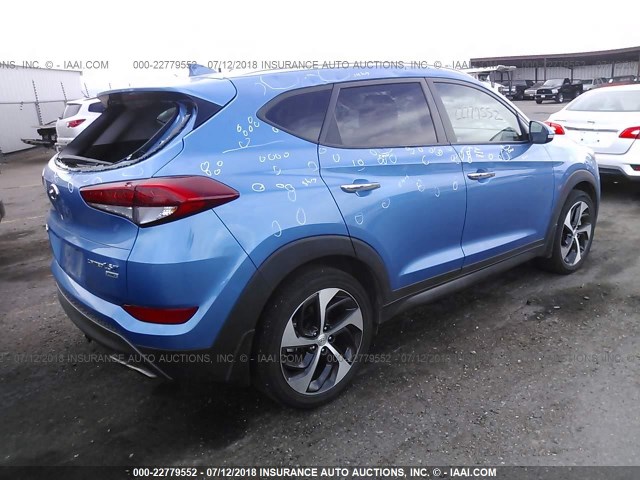 KM8J3CA25GU155395 - 2016 HYUNDAI TUCSON LIMITED/SPORT AND ECO/SE BLUE photo 4
