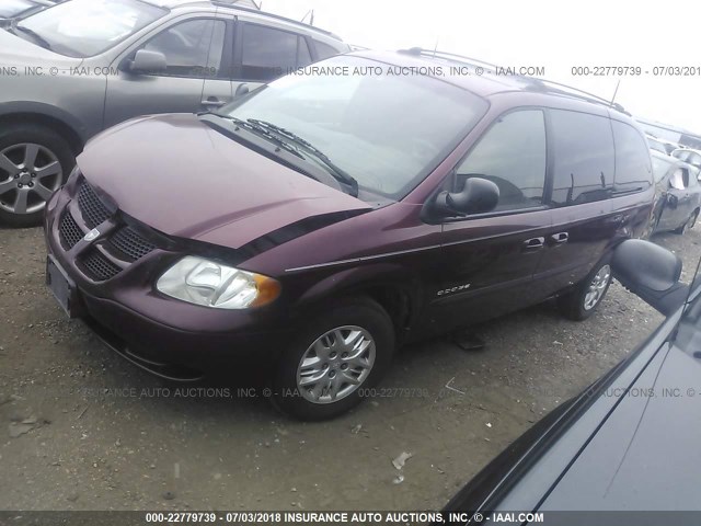 2B4GP44R01R358732 - 2001 DODGE GRAND CARAVAN SPORT MAROON photo 2