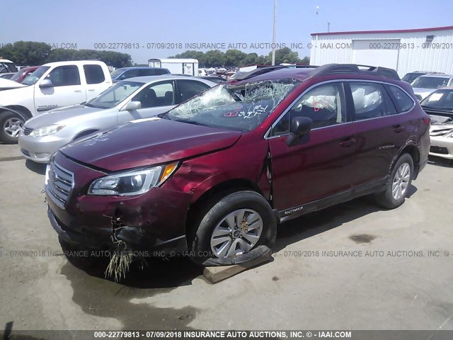 4S4BSAAC6H3350188 - 2017 SUBARU OUTBACK 2.5I MAROON photo 2