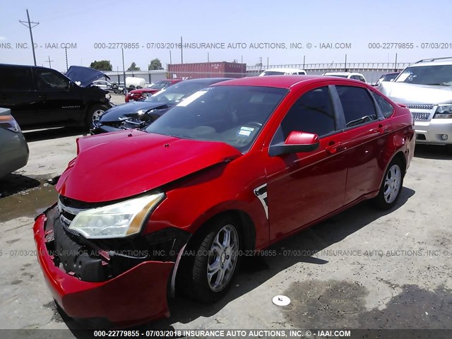 1FAHP35N08W287973 - 2008 FORD FOCUS SE/SEL/SES RED photo 2