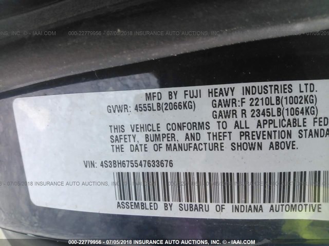 4S3BH675547633676 - 2004 SUBARU LEGACY OUTBACK AWP 蓝色 照片 9