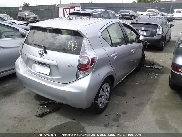 JTDKDTB37D1556912 - 2013 TOYOTA PRIUS C SILVER photo 4