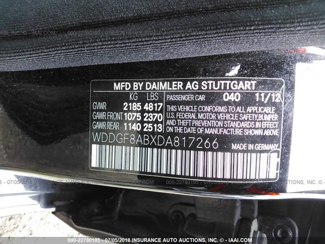 WDDGF8ABXDA817266 - 2013 MERCEDES-BENZ C 300 4MATIC BLACK photo 9