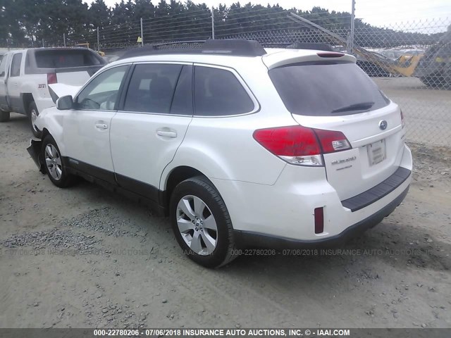 4S4BRBKC3B3425811 - 2011 SUBARU OUTBACK 2.5I LIMITED WHITE photo 3