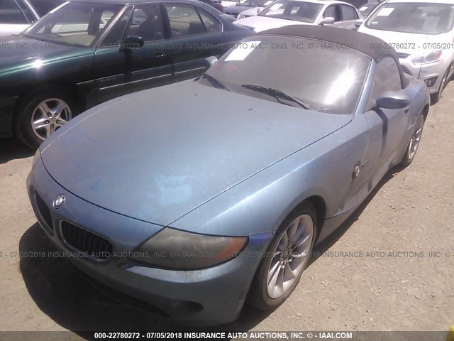 4USBT33463LR64938 - 2003 BMW Z4 2.5 BLUE photo 2